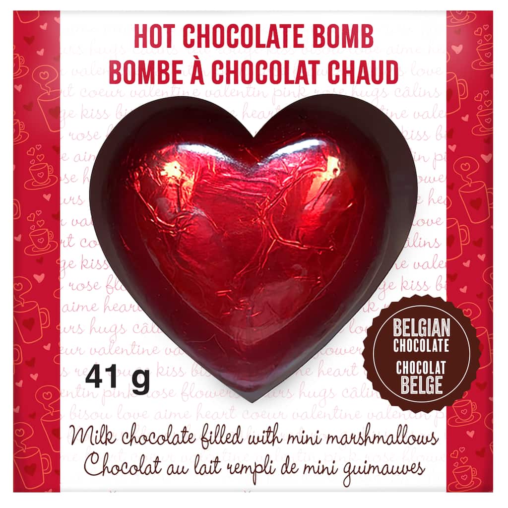 Chocolat chaud, 3 bombes coeur de chocolat noir et ses petites